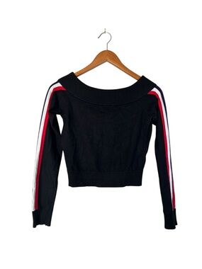 Y2k Americana Bratz Off The Shoulder Soft Rom Com Ribbed Knit Pullover Sweater L